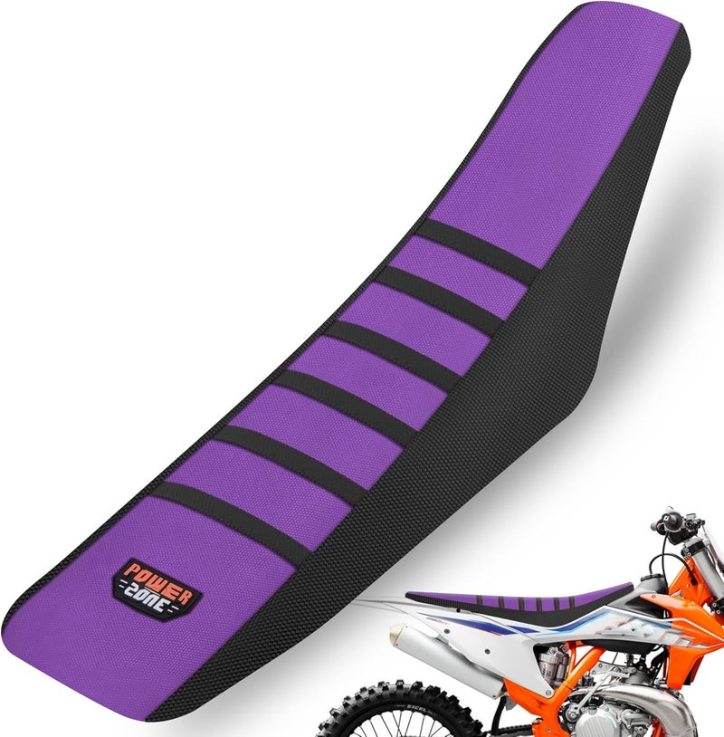 fewfuss Gripper Rubber Dirt Bike Seat Cover - Universal Soft Seat Cover for Most Dirt Bike Motorcycle (Black-Purple) - Image 1
